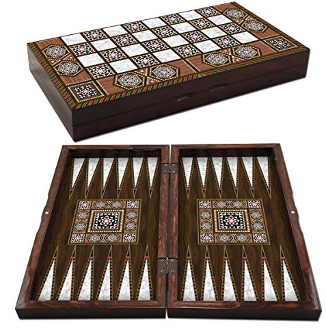 Staroyun 1020128 Backgammon-Spiel, massives Perlmutt, 25 x 48 x 7 cm