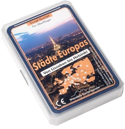 Wendels Kartenspiele Städte Europas Trumpf Quartett Reisespiel | Geschenk für Stadt-Land-Fluss Fans