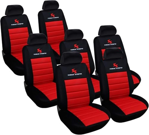 WOLTU 7er Sitzbezüge Auto Einzelsitzbezug universal Größe, Komplettset, rot
