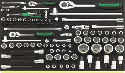 STAHLWILLE 1/4, 3/8, 1/2 Steckschlüssel-Satz 97-tlg. (4-34 mm) | in TCS-Schaumstoff-Einlage | passend für Werkstattwagen | Made in Germany