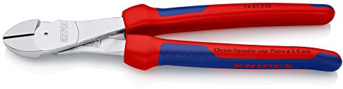 KNIPEX Kraft-Seitenschneider verchromt, 74 05 250 | Mit Comfort-Griffen 250 mm