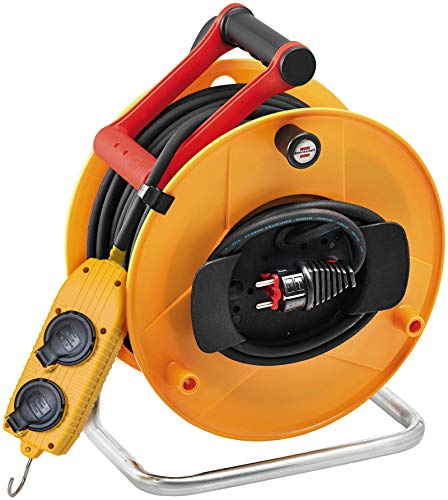 Brennenstuhl Enrouleur de câble Standard BT Pro avec rallonge supplémentaire et bloc mobile à 4 prises de courant (40m de câble H07RN-F 3G1,5, utilisation en extérieur, fabriqué en France)
