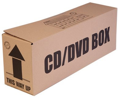 HW Pack of 5 Cardboard Boxes for CDs & DVDs, ideal for storage & removal
