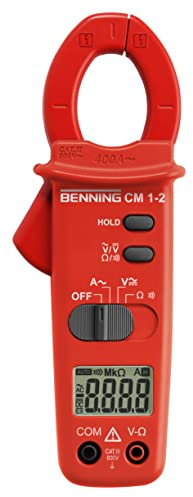 Benning CM 1-2 Digital- Stromzangen-Multimeter (Anzeige digital, Strommessbereich/AC 0.1 A - 400 A, 3 ½-stellige LCD-Anzeige (2000 Punkte, Zangenöffnung 30 mm, Durchgangsprüfung 20 Ohm) 44062, Rot, Schwarz