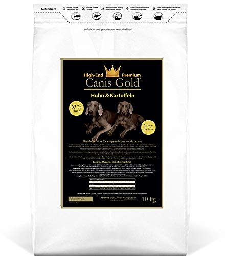 10 kg Canis Gold Adult 66% Huhn & Kartoffeln (Monoprotein) getreidefreies Super Premium Trockenfutter für Hunde | Hundefutter getreidefrei