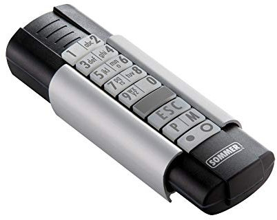 SOMMER Émetteur portatif Telecody+ 868,95 MHz 12 commandes pour SOMMER Ouvre-portes, S10212-00001, noir/argent