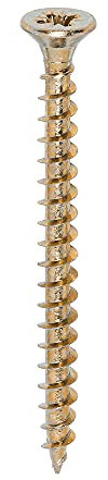 TIMCO Solo Chipboard & Woodscrews - Gold - 5.0 x 60 - Box of 200 - A single thread woodscrew mainly used in various types of timber and man-made boards or into masonry with the use of plastic plug