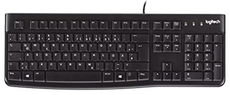 Logitech K120 Kabelgebundene Tastatur für Windows, USB-Anschluss, Leises Tippen, Robust, Spritzwassergeschützt, Einstellbare Tastaturaufsteller, Schweizer QWERTZ-Layout - Schwarz
