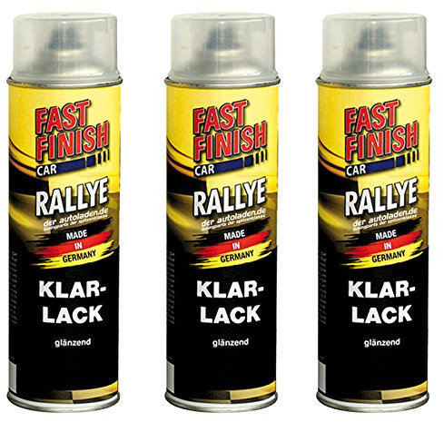 3x 500 ml FAST FINISH Car Rallye Klarlack Lackspray glänzend Spraydose 292859