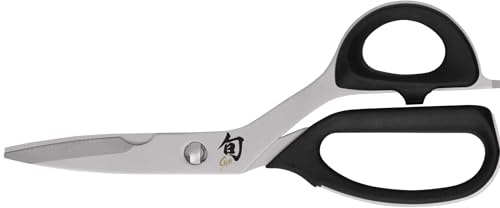 Shun Premium Kitchen Shears; Stainless Steel Construction with Elastomer Grips for Comfortable Use; Notched Blade Convenient for Cutting Stems and Small Bones; Blades Separate for Easy Cleaning