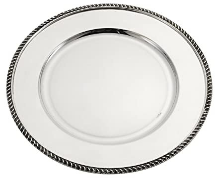 Silberne runde Platte Königin Anna Sheffield cod.5041132 cm diam.32 by Varotto & Co.