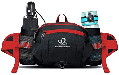 Waterfly Hiking Waist Pack Bum Bag Waist Bag with Bottle Holder Running Bag for Camping Climbing Travel Cycling and Dog Walking