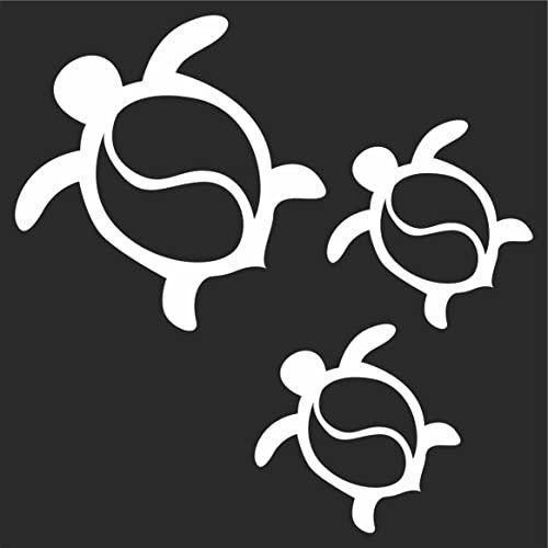 INDIGOS UG Sticker/Decal - JDM - Die cut - Turtle Decal Family (Honu Ohana) Laptop Window Sticker - white - 88mmx88mm - Car Laptop Tuning gift