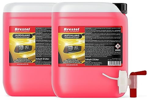 Brestol Autoglanz 10 Liter gebrauchsfertig + Auslaufhahn 51 mm - Sprühwax mit Abperleffekt Abperl-Effekt - Lackschnellreiniger Lackreiniger Autolackreiniger Sprühreiniger Lackversiegelung Sprühglanz
