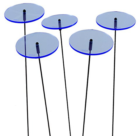 SUNPLAY Sonnenfänger-Scheiben in BLAU, 5 Stück zu je 7 cm Durchmesser im Set + 35 cm Schwingstäbe