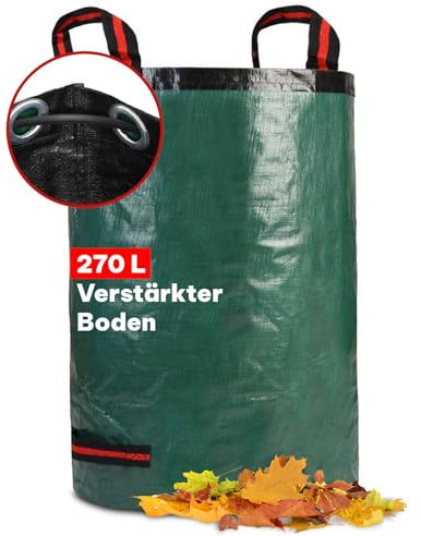Gartenabfallsack Profi XL 270 Liter – Reißfester Laubsack mit verstärktem Boden & umlaufendem Gurt – für Gartenabfälle, Laub und Grünschnitt – Gartensack faltbar & kompakt