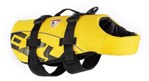 Ezydog DFD Dog Life Jacket - Adjustable Swimming Safety Vest with Reflective Trim & Durable Grab Handle - 50% More Flotation Material - Medium, Yellow