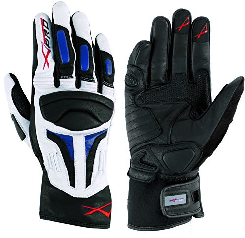 Sommer Sport Leder Gepolsterte Handschuhe Roller Motorrad Bikers Weiss/Blau L