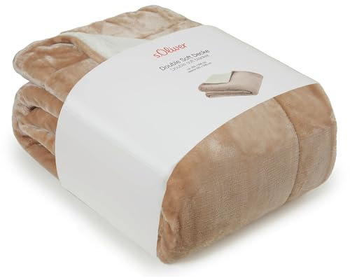s.Oliver Doublesoft Kuscheldecke 150x200 - super kuschelig & warm, Polyesterflausch Decke beige Creme