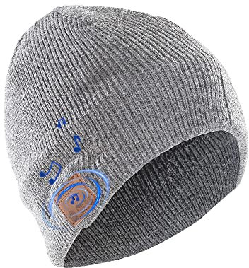 Sharon Cappello Berretto Unisex Ricamato con Cuffie Stereo Auricolari e micrfono Vivavoce per Chiamate Wireless Via Bluetooth | Music Beanie | Colore Crema