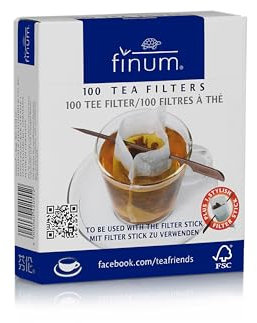 finum - Filtri da tè con Bastoncino, 100 x 75 mm Confezione da 100