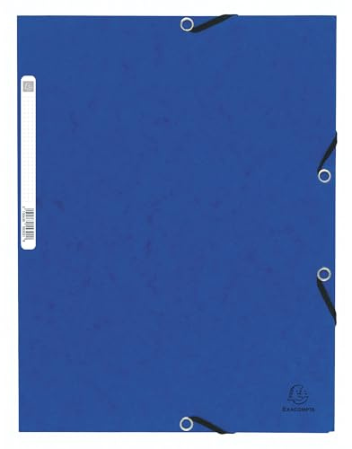 Exacompta 55302E - Carpeta con gomas 3 solapas cartulina lustrada, A4, color azul, Juego de 10