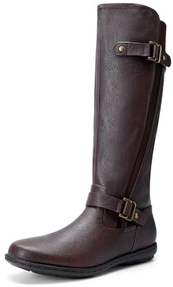 DREAM PAIRS Women's Faux Fur-Lined Knee High Winter Boots Fall Tall Boots,Size 8,Brown,TRACE