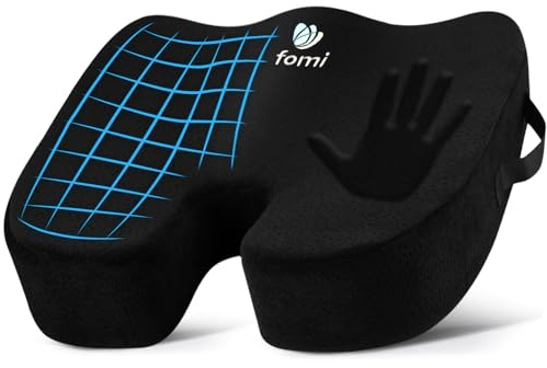 Fomi Orthopädisches Sitzkissen für Steißbein, extra dick, festes orthopädisches Memory-Schaum, schwarz, großes Kissen für Auto- oder LKW-Sitz, Bürostuhl, Rollstuhl, Linderung von Rückenschmerzen
