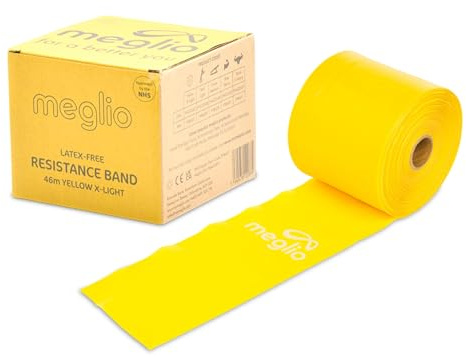 Meglio Rotolo di Fascia di Resistenza - (46 metri) Fasce di Resistenza Senza Lattice per lo Sviluppo Della Forza, Fascia Pilates per il Fitness, Flessibile, Fisioterapia, Fasce per Stretching e Yoga