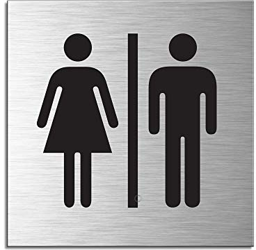 Plaque de Porte en Aluminium brossé - WC Femmes/Hommes | 120x120mm | No.17135-S