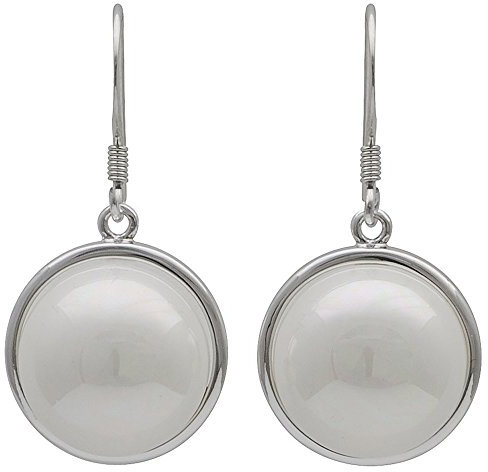 Ohrringe Ohrhänger Perle Muschelkernperle weiß rund schlicht 925 Silber Damen