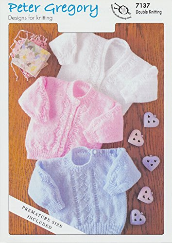 Peter Gregory Double Knitting DK Pattern Sweaters & Cardigans Including Premature Size (7137)