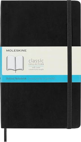 Moleskine Classic Notebook, Taccuino con Pagine Puntinate, Copertina Morbida e Chiusura ad Elastico, Formato Large 13 x 21 cm, Colore Nero, 192 Pagine