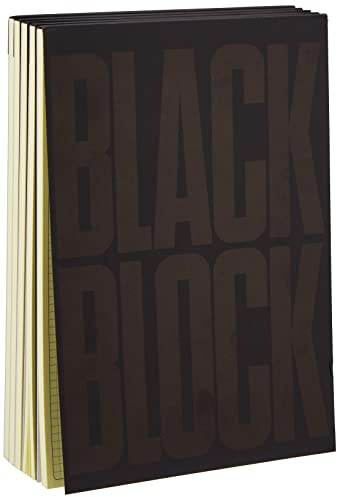 Exacompta 5700E Packung mit 5 Notizblöcken 29,7 x 21 cm Vertikalformat 70 Blatt mit gelbem, entspiegeltem Papier Kleine Karos 80 g/m² Schwarz