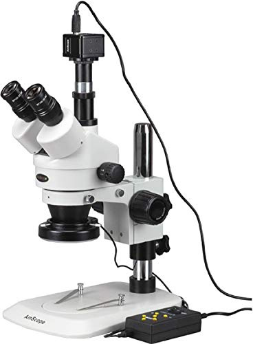 AmScope SM-1TNZ-144A-3M Zoom-Stereomikroskop mit 3MP-Kamera und 144-LED-4-Zonen-Licht, 3.5X-90X