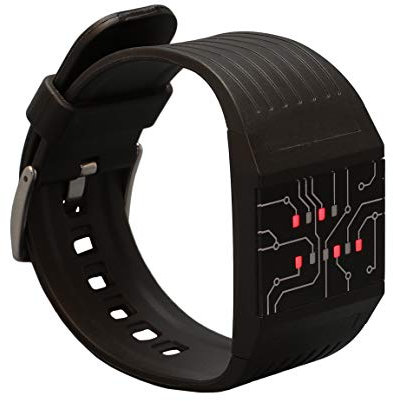 getDigital Binary Wrist Watch for Professionals with LED Lights - A Black Digital Clock that Depicts the Time as Binary Code