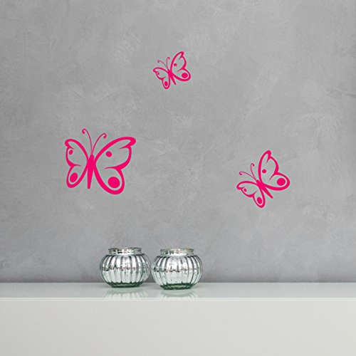 WANDKINGS Wandtattoo Schmetterlinge - 3 Stück im Set - Verschiedene Motive und Farben wählbar - Motiv 3 / Farbe WEIß