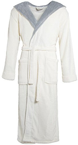 CelinaTex Texas Bademantel Kapuze XXXL creme weiß grau Mikrofaser Damen Herren Morgenmantel Coral Fleece Mantel