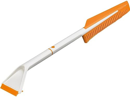 Fiskars Brosse et grattoir à neige pour voiture, Démontable, Plastique/Silicone, Blanc/Orange, SnowXpert, 1019352