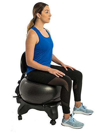 Aeromat Adjustable Active Sitting Exercise Ball Chair, Spine Support, Office Chair for prolonged Sitting, Lockable Wheels