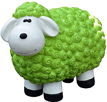 Geschenkestadl Dekofigur Schaf Susanne in grün Bunte Schafe Tier Figuren für Haus und Garten