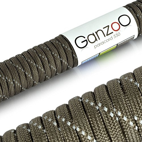 Ganzoo Paracord 550 Seil reflektierend, Nylon -Polyester, 4mm, Typ 3, 30 Meter, 7 Kernstränge, Outdoor -Schnur, Hundehalsband, Hundeleine, Armband knüpfen, Allzweckseil, Camping, Survival