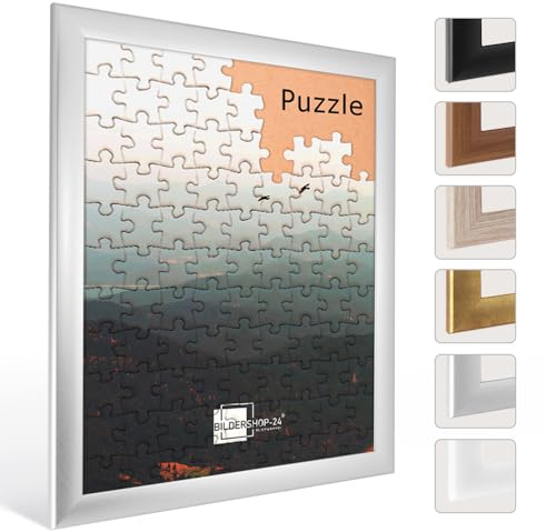 Bildershop-24 Puzzlerahmen Bilderrahmen Valencia 50X70cm Alu gebürstet für ca. 500-1000 Teile