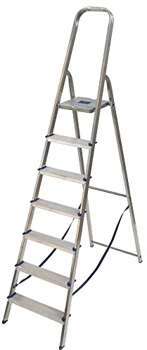 TB Davies 1212-007 Light Duty Step Ladder, 7 Tread, Platform Height 1.5m, Aluminum, 150kg Work Load, EN131