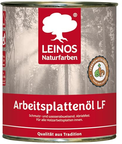 LEINOS Arbeitsplattenöl LF 283 | Holzöl innen Möbel & Bau | 0,75 Liter | Seidenmatt farblos, wasser- & schmutzabweisend, abriebfest – Reichweite ca. 18 m², lösemittelfrei auf Pflanzenölbasis