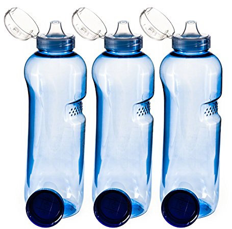 Trinkflasche 3 x 0,75 L Wasserflasche Tritan BPA frei + 3 x Trinkdeckel Flip Top