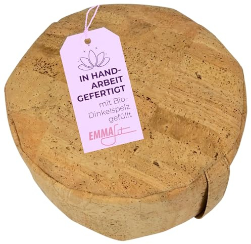 EMMAfit Yoga-Kissen aus Korkstoff I 120 x 290 mm I mit Naturkorkschrot gefüllt I hygienisch & umweltfreundlich I Kissen für Yoga I nachhaltiges & langlebiges Meditations-Korkkissen für bewusstes Yoga