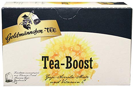 Goldmännchen Tee T-Boost, Aromatisierter Früchtetee, Energizer Tee, 20 einzeln versiegelte Teebeutel