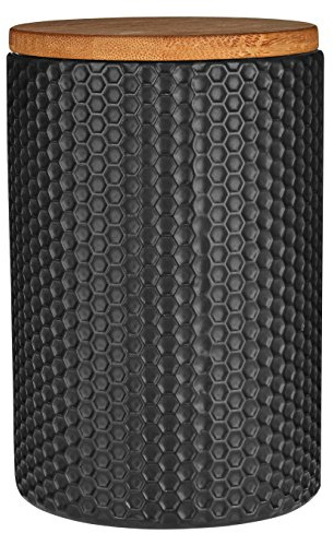 Premier Housewares Hex Canister, Plastic, Black