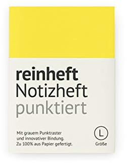reinheft Notizheft mit Punktraster, flexiblem Softcover Umschlag und 64 Seiten Inhalt, nachfüllbar, Größe L (Gelb, L - Din A5)
